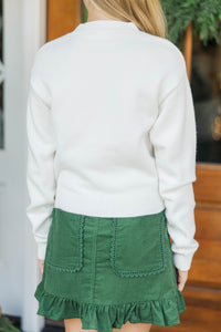 Girls: December Diary Cream Christmas Tree Sweater
