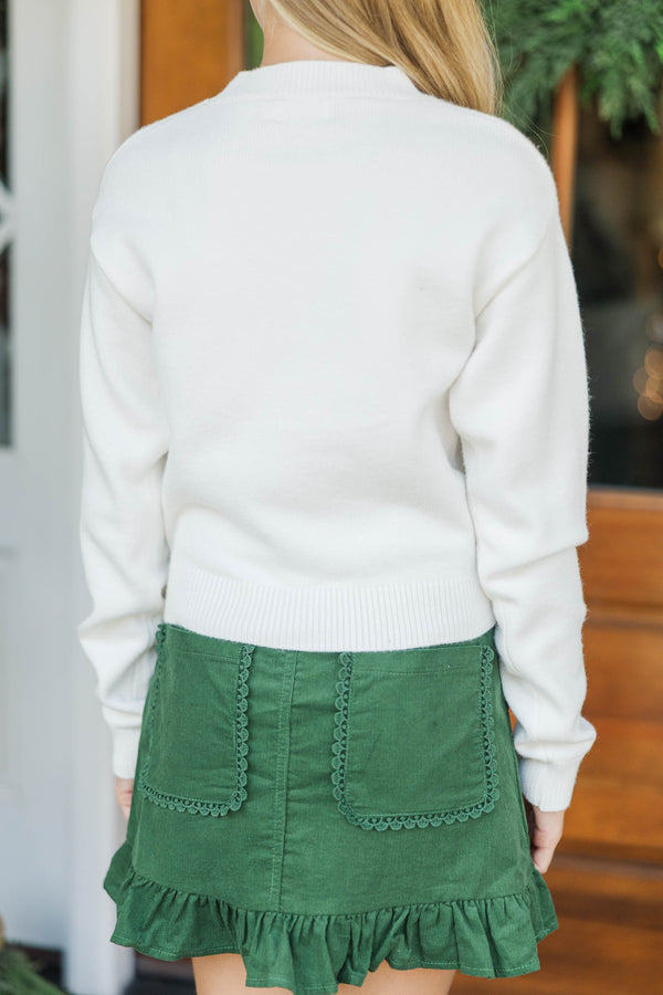 Girls: December Diary Cream Christmas Tree Sweater