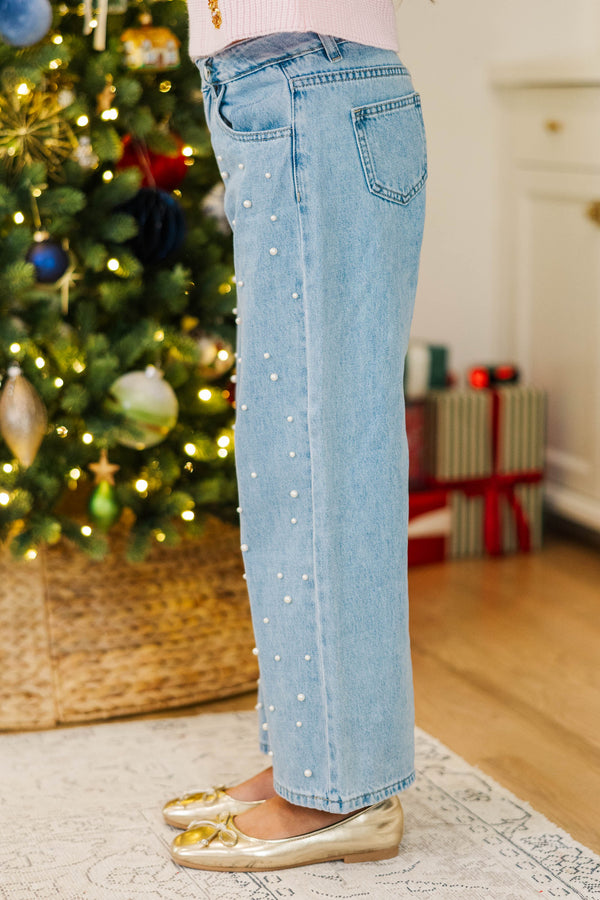 Girls: Wardrobe Winner Blue Pearl Embellished Jeans