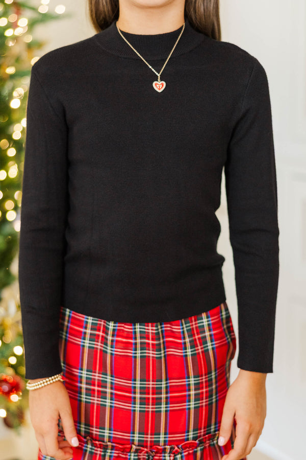 Girls: See It Through Black Ribbed Top