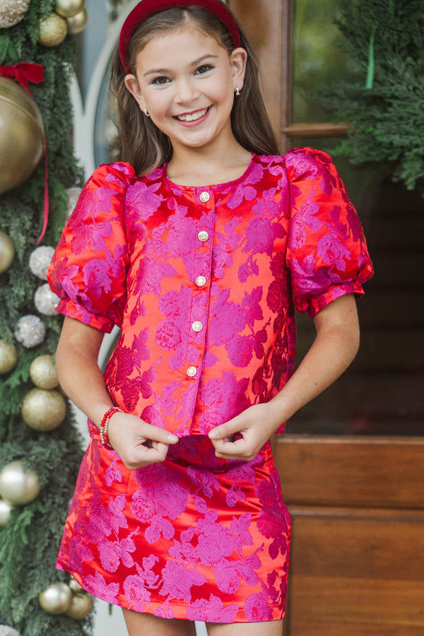 Girls: In The Light Fuchsia Brocade Top