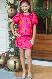 Girls: In The Light Fuchsia Brocade Top