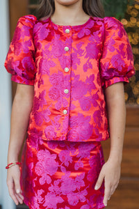 Girls: In The Light Fuchsia Brocade Top