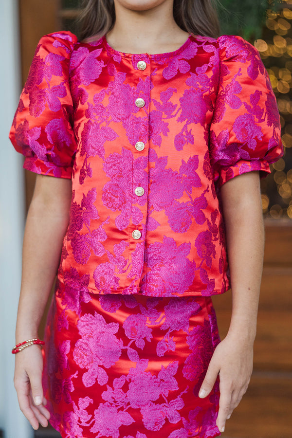Girls: In The Light Fuchsia Brocade Top