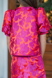 Girls: In The Light Fuchsia Brocade Top