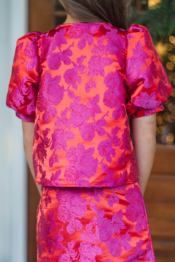 Girls: In The Light Fuchsia Brocade Top