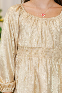 Girls: Lit From Within Gold Shimmer Dress