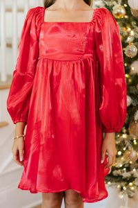 Girls: A Beautiful Occasion Red Metallic Dress