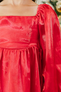 Girls: A Beautiful Occasion Red Metallic Dress