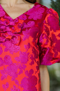 Radiant Moment Fuchsia Brocade Bow Dress