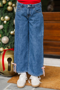 Girls: Well Styled Blue Denim Bow Jeans
