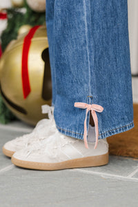 Girls: Well Styled Blue Denim Bow Jeans