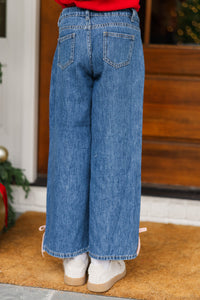 Girls: Well Styled Blue Denim Bow Jeans