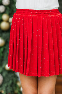 Girls: A Reason To Celebrate Red Velvet Pleated Skort