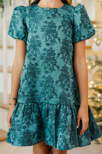 Girls: First Priority Emerald Brocade Dress