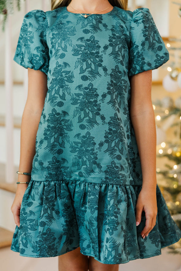 Girls: First Priority Emerald Brocade Dress