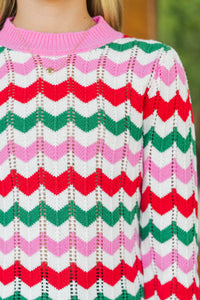 Girls: Lasting Layers Pink Striped Sweater
