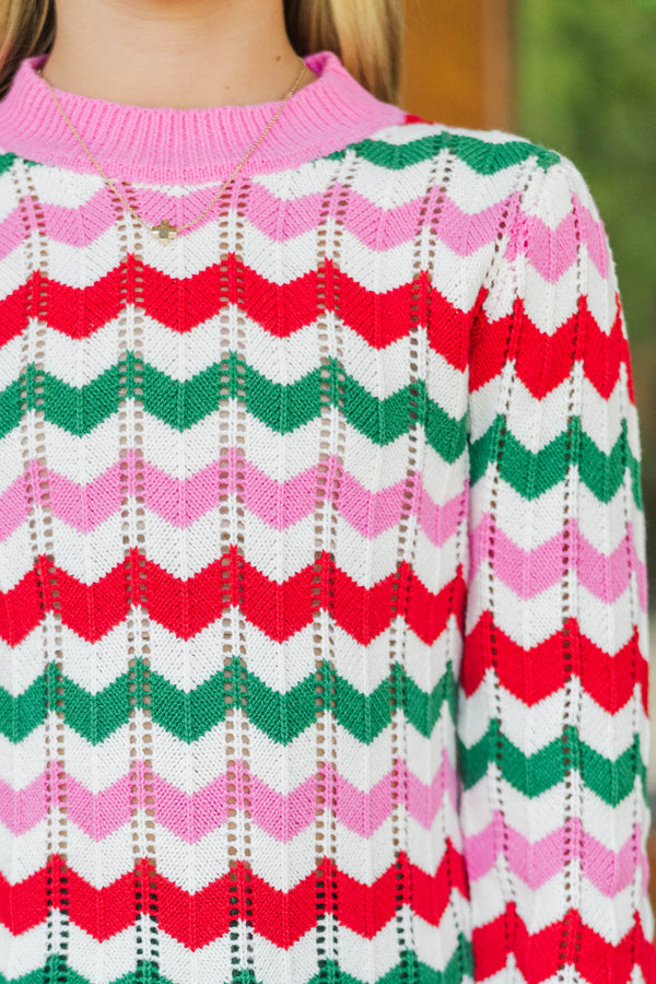 Girls: Lasting Layers Pink Striped Sweater