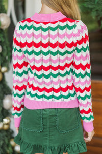 Girls: Lasting Layers Pink Striped Sweater