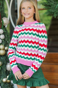 Girls: Lasting Layers Pink Striped Sweater