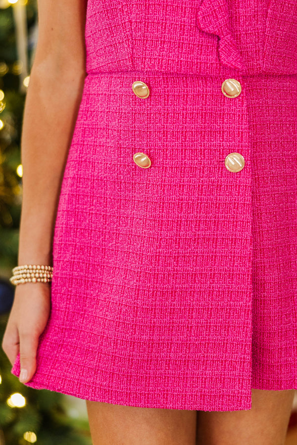Girls: The Kara Fuchsia Tweed Scalloped Romper