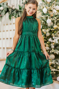 Girls: Fresh Focus Emerald Green Midi Dress
