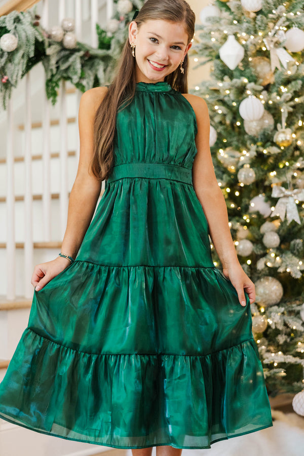 Girls: Fresh Focus Emerald Green Midi Dress