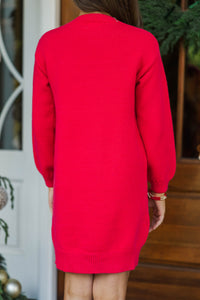Girls: Stay For Awhile Red Bow Sweater Dress