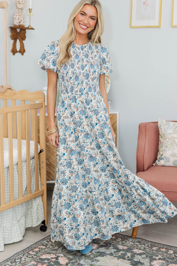 NURSING COLLECTION: Make The Right Choice Cream Paisley Maxi Dress