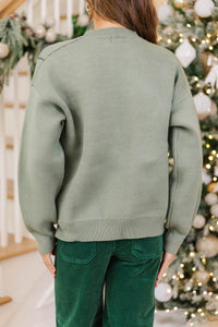 Christmas Traditions Sage Holly Sweater