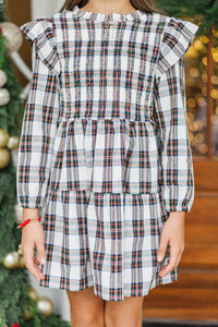 Girls: House Essential Cream Plaid Smocked Dress