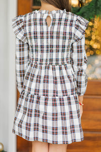 Girls: House Essential Cream Plaid Smocked Dress