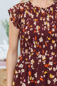NURSING COLLECTION: Learn From The Best Brown Floral Smocked Dress