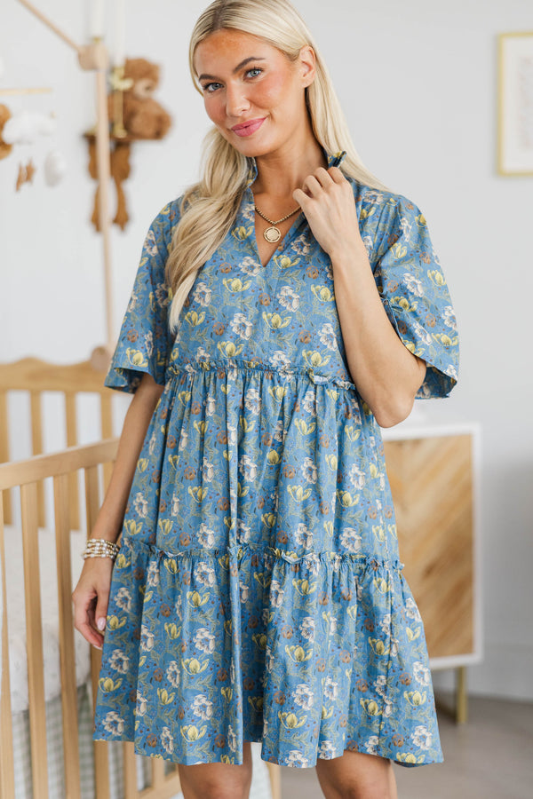 NURSING COLLECTION: Feeling Your Best Blue Chintz Dress