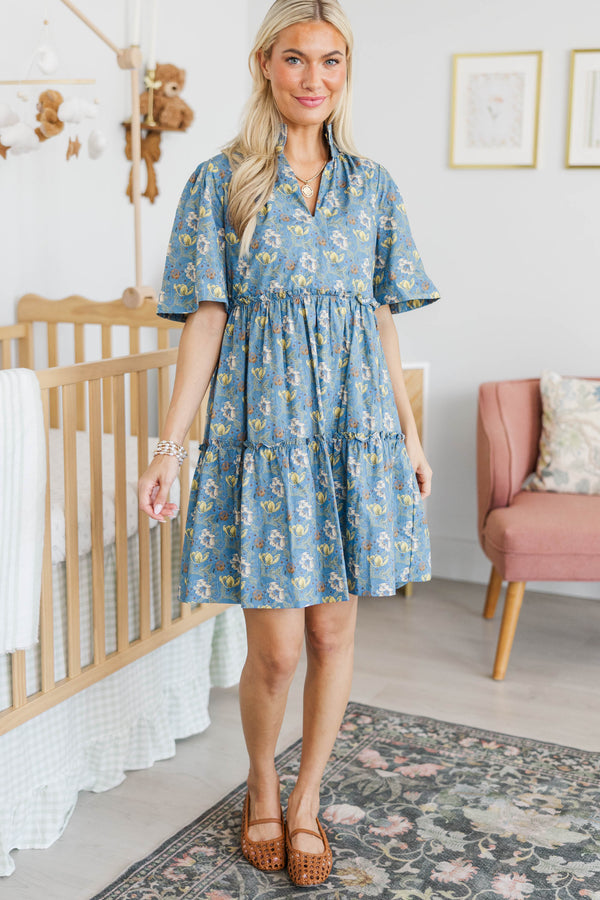 NURSING COLLECTION: Feeling Your Best Blue Chintz Dress