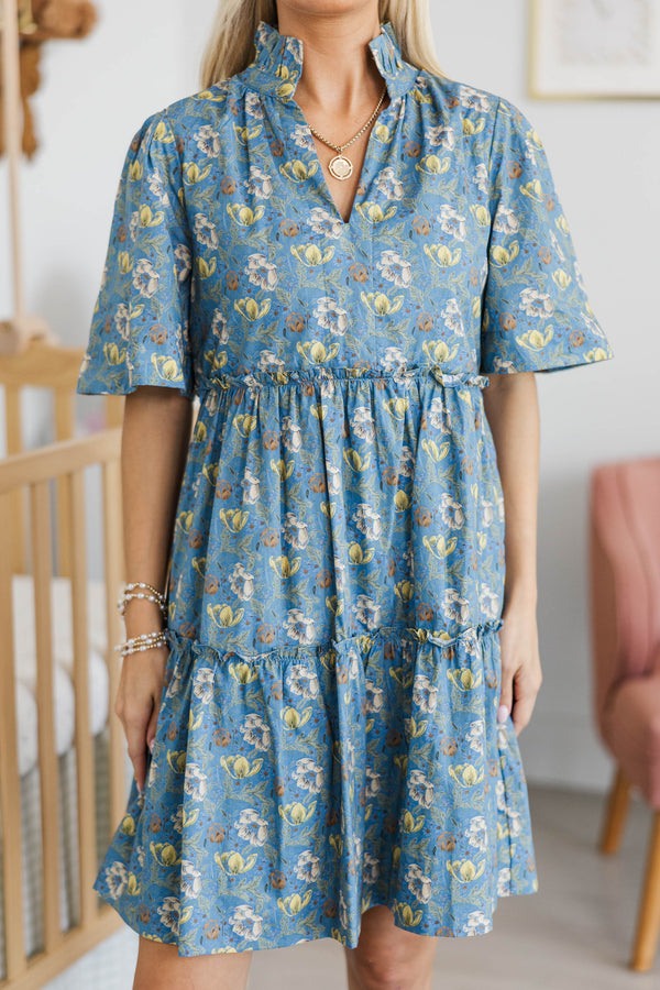 NURSING COLLECTION: Feeling Your Best Blue Chintz Dress