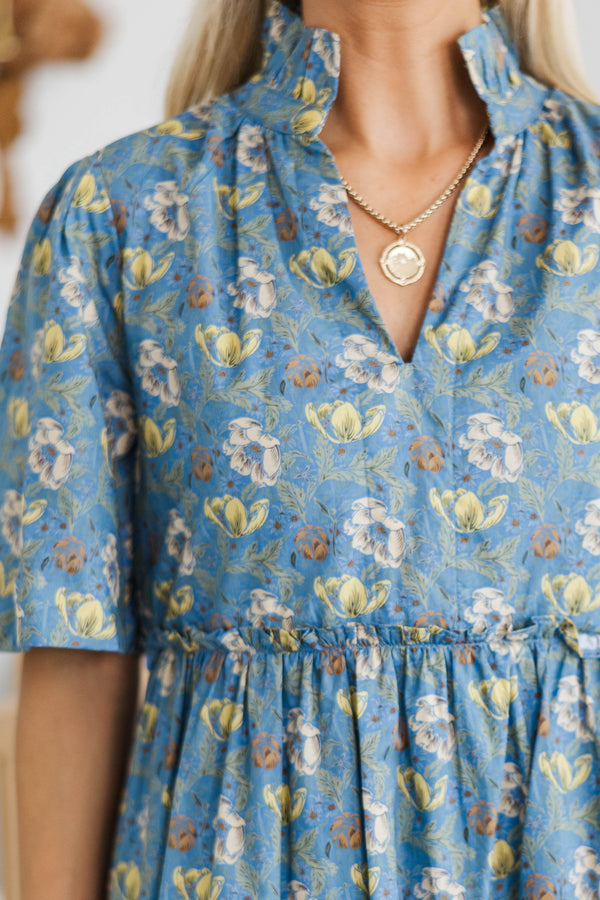 NURSING COLLECTION: Feeling Your Best Blue Chintz Dress