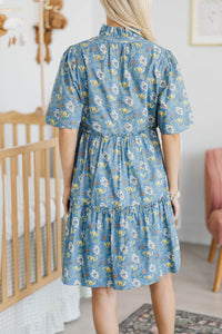 NURSING COLLECTION: Feeling Your Best Blue Chintz Dress
