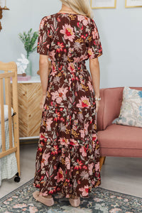 NURSING COLLECTION: All In The Air Brown Floral Maxi Dress