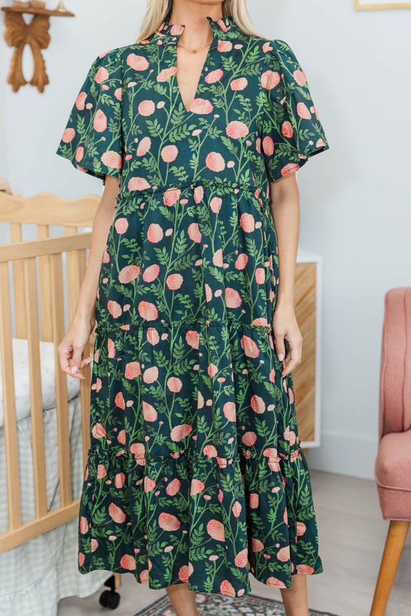 NURSING COLLECTION: Feeling Your Best Navy Floral Midi Dress