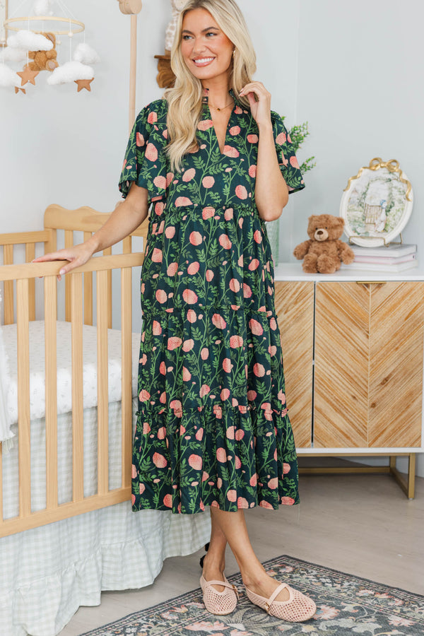 NURSING COLLECTION: Feeling Your Best Navy Floral Midi Dress