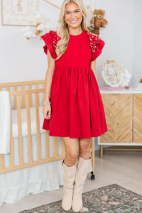 NURSING COLLECTION: Perfectly Lovely Red Embellished Dress