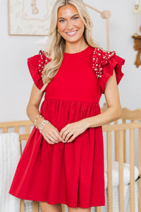 NURSING COLLECTION: Perfectly Lovely Red Embellished Dress