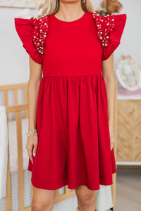 NURSING COLLECTION: Perfectly Lovely Red Embellished Dress
