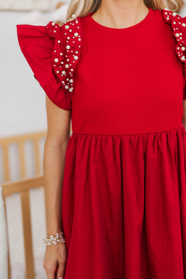 NURSING COLLECTION: Perfectly Lovely Red Embellished Dress