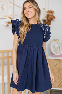 NURSING COLLECTION: Perfectly Lovely Navy Embellished Dress