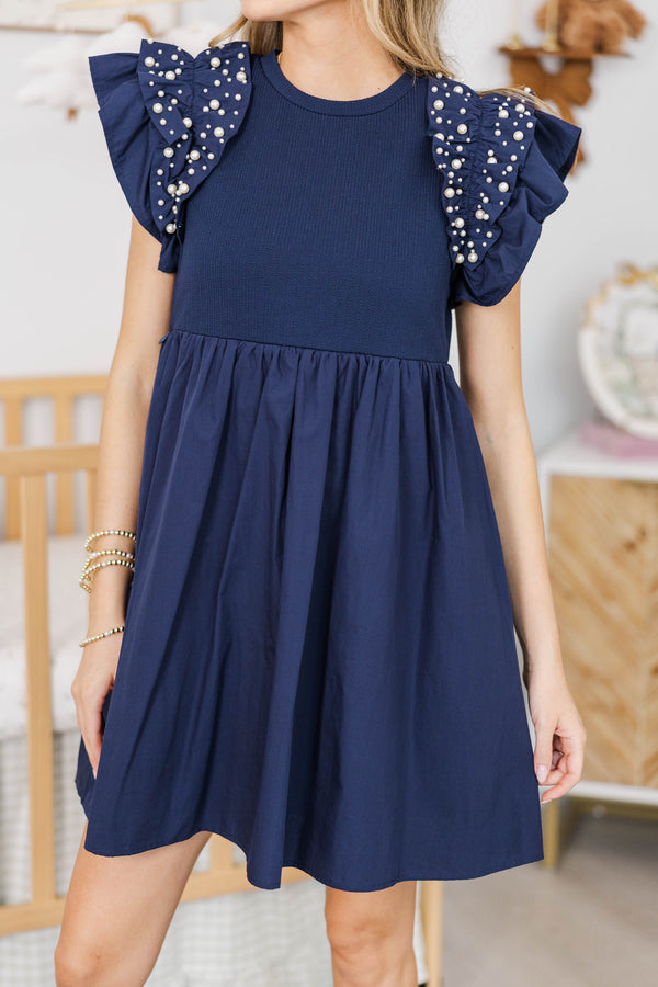 NURSING COLLECTION: Perfectly Lovely Navy Embellished Dress