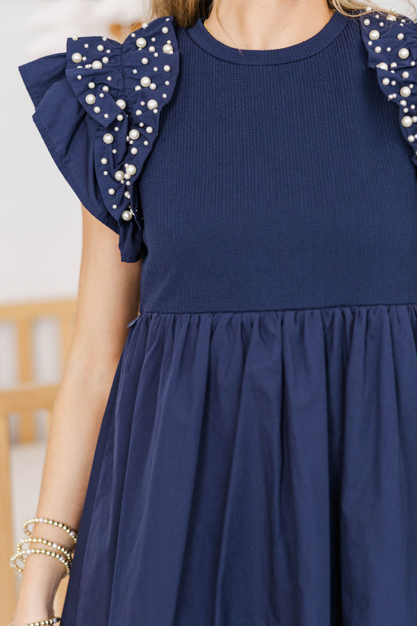 NURSING COLLECTION: Perfectly Lovely Navy Embellished Dress