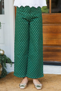 Girls: In Good Form Emerald Polka Dot Wide Leg Jeans