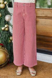 Girls: In Good Form Blush Striped Wide Leg Jeans